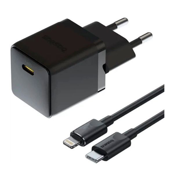 МЗП Baseus Palm Fast Charger 20W (1USB-C) + Cable Type -C to Lightning 20W (1m) black 47180 фото
