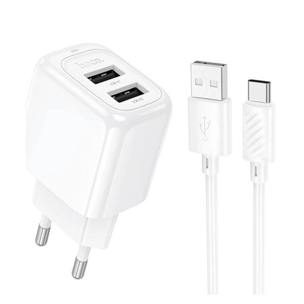 МЗП Hoco CS51A QC3.0/2/4A (2USB) + cable Type-C white 38841 фото