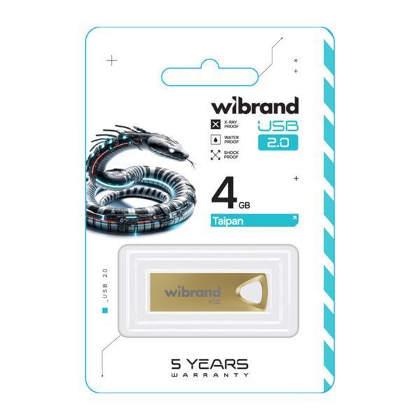 USB Flash 4 GB Wibrand Taipan Gold 23606 фото
