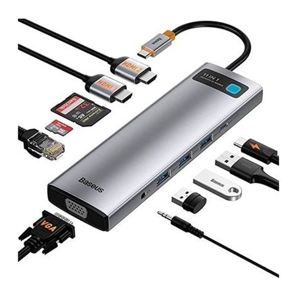 USB-Хаб Baseus Metal Gleam Series 8-in-1 Type-C gray 28982 фото