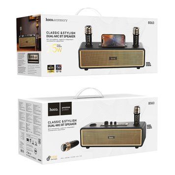Колонка Bluetooth Hoco BS63 +2 мікрофон black 40413 фото
