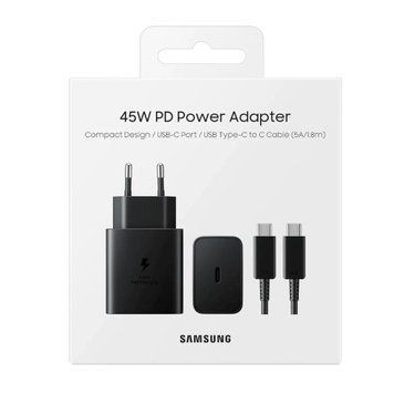 МЗП SAMSUNG 45W Compact Power Adapter (w C to C Cable) EP-T4511XBEGEU Black UA 43500 фото