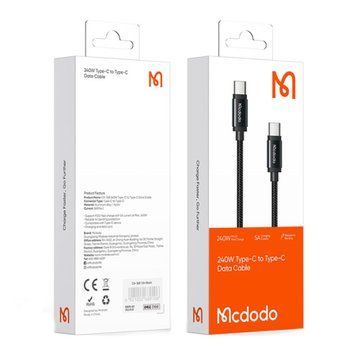 USB Cable McDodo Type-C to Type-C 60W 1m black 42962 фото