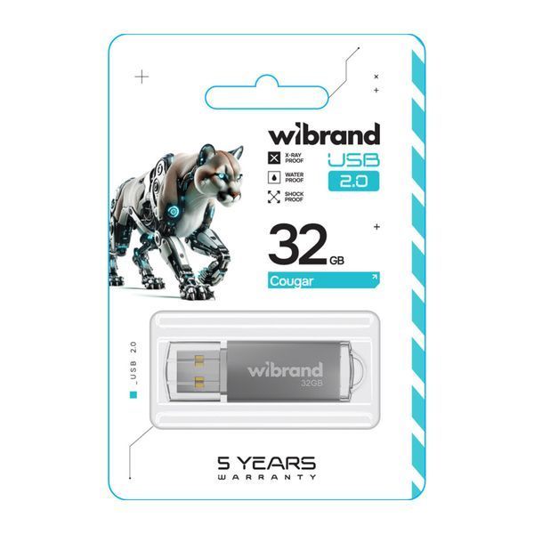 USB Flash 32 GB Wibrand Cougar Silver 11309 фото
