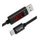 USB Cable TOPK Type-C + тестер 1m black 20046 фото 1