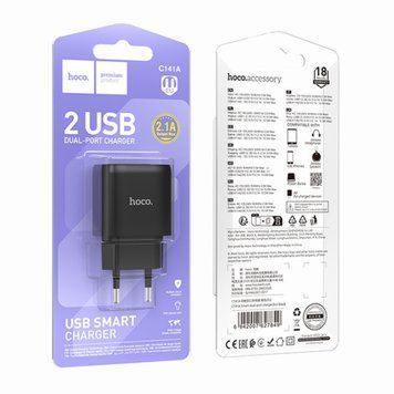 МЗП Hoco C141А 2.1A 2USB black 44080 фото