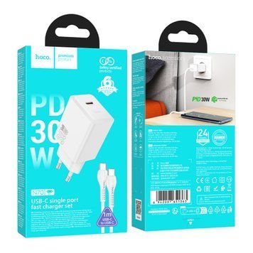 МЗП Hoco N70 PD30W/3A (USB-C) + cable Type-C to Type-C white 43746 фото
