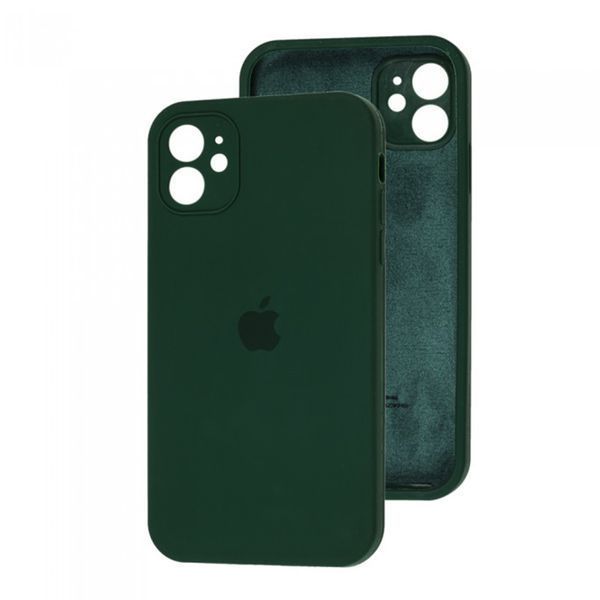 Silicone case Full square close camera iPhone 11 hunter green 28716 фото