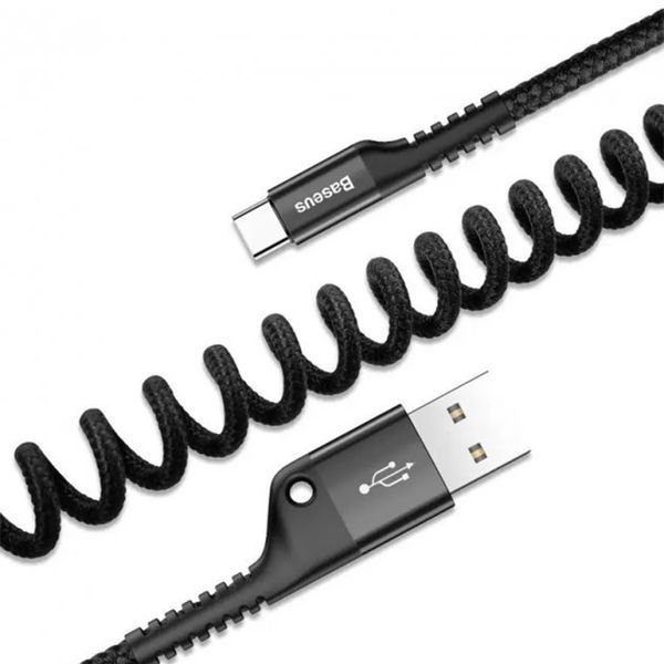 USB Cable Baseus Fish eye Spring Data Cable For Type-C 3A (1m) Black 36362 фото