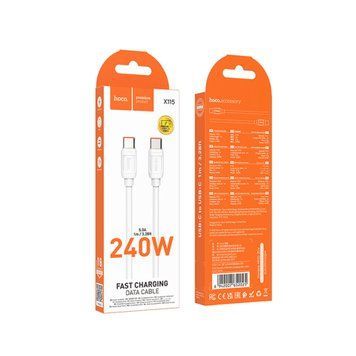 Cable Hoco Type-C to Type-C X115 5A/240W 1m white 21234 фото