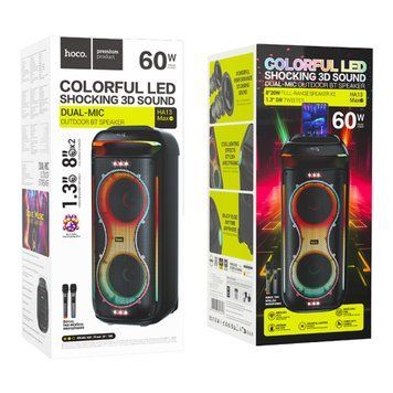 Колонка Bluetooth Hoco HA13 Max Ramon black+2 мікрофона black 40415 фото