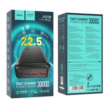 Power bank 30 000 mah Hoco J101B PD 20W+QC 3.0 22.5W Bipow black 35322 фото