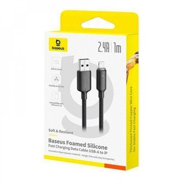 USB Cable Baseus Foamed Silicone Fast Charging Lightning 2.4A (1m) black 45977 фото