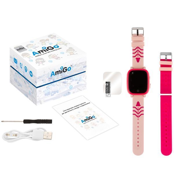Дитячий годинник AmiGo GO 005 4G Wi-Fi Thermometer Pink UA 38700 фото