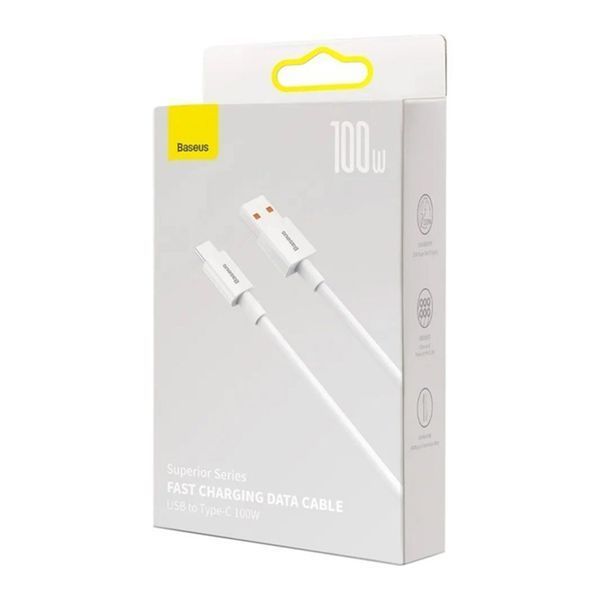 USB Cable Baseus Superior Series Fast Charging Data Type-C 100W (1m) white 18718 фото