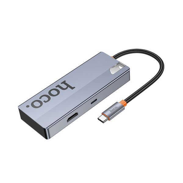 Type-C HUB Hoco HB50 5in1 (HDTV+PDF+3 USB3.0) grey 43149 фото