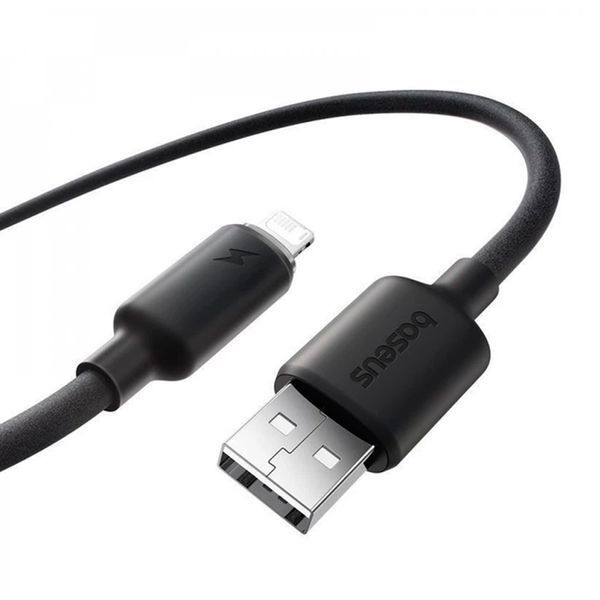 USB Cable Baseus Foamed Silicone Fast Charging Lightning 2.4A (1m) black 45977 фото