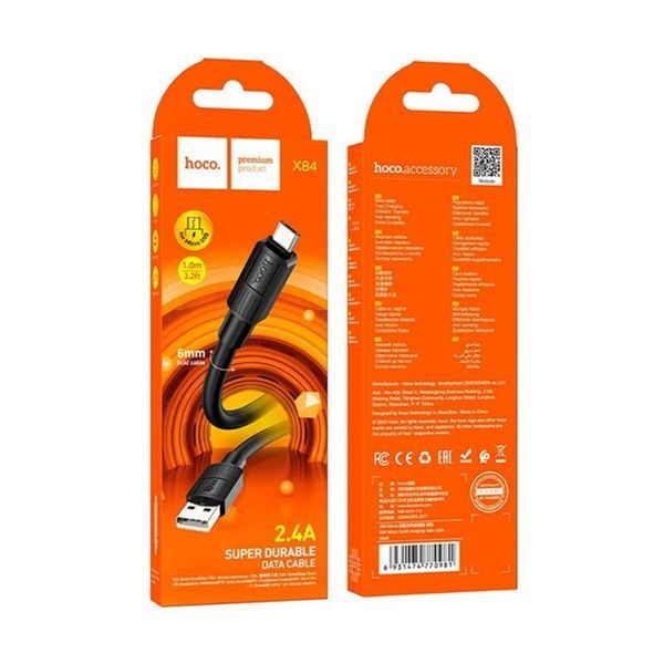 USB Cable Hoco micro usb X84 2.4A 1m black 30828 фото