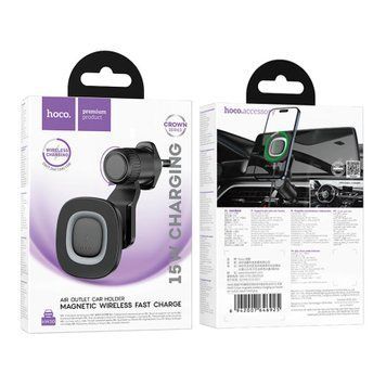 Автотримач з бездротовою зарядкою Hoco HW30 grey 47783 фото