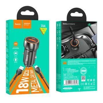 АЗП Hoco Z46A 20W/3A QC3.0 (1USB) + cable Type-C black 41985 фото