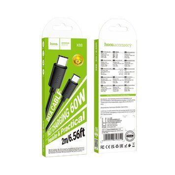 Cable Hoco Type-C to Type-C X88 60W/3A 2m black 08192 фото