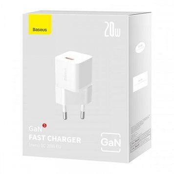 МЗП Baseus GaN5S Fast Charger 20W (1USB-C) white 27155 фото