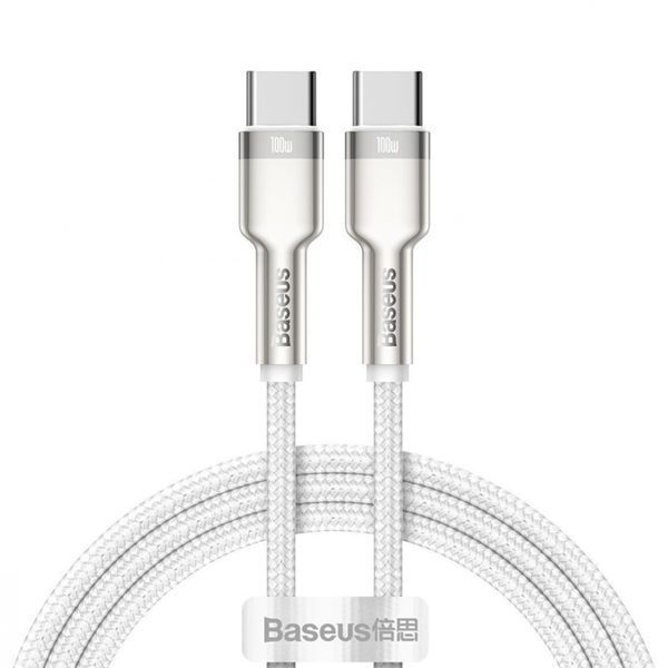 Cable Baseus Cafule Metal Type-C to Type-C 100W (2m) white 04753 фото