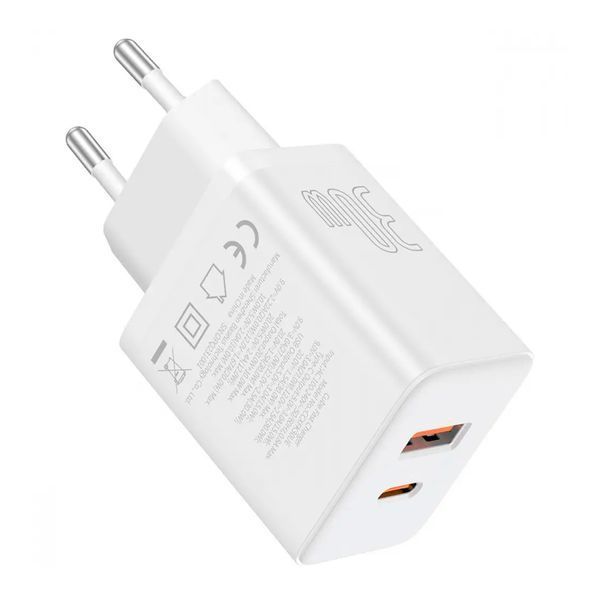 МЗП Baseus Cube Fast Charger 30W (1USB/1USB-C) White 45978 фото