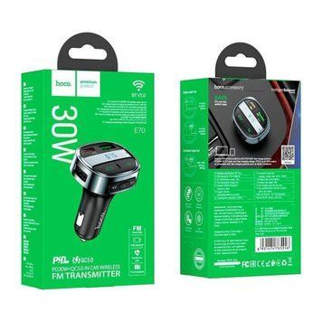 FM трансмістер Bluetooth Hoco E70 PD30W QC3.0 black 29766 фото