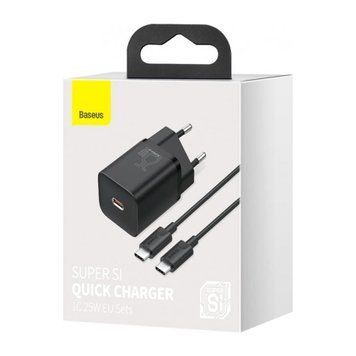 МЗП Baseus Palm Fast Charger 20W (1USB-C) + Cable Type -C to Type -C 60W (1m) black 39607 фото