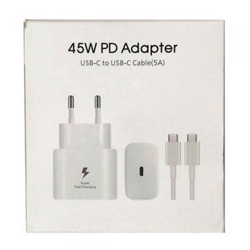 МЗП Samsung PD 45W (USB-C) + cable Type-C to Type C white 37836 фото