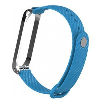 Ремінець Xiaomi Mi Band 3/4 combined Steel-Carbon fiber blue 04925 фото