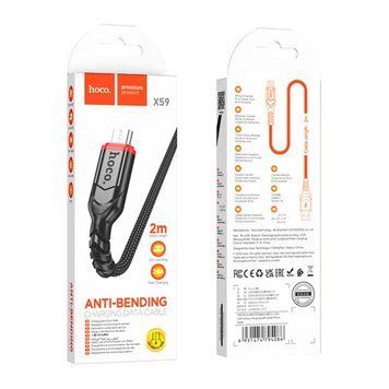 USB Cable Hoco Micro usb X59 2.4A 2m black 34734 фото