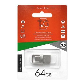 USB Flash 64 GB T&G 009 + Type -C 3.0 Silver 00869 фото