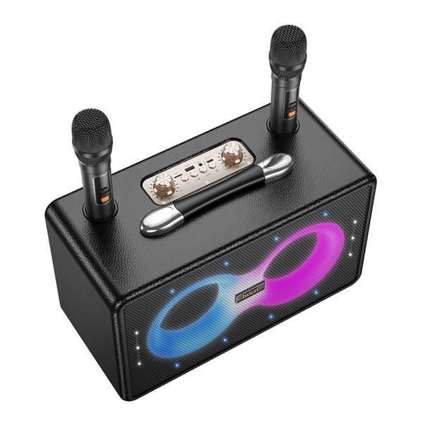Колонка Bluetooth Hoco HA8 Ave black+2 мікрофона black 40417 фото