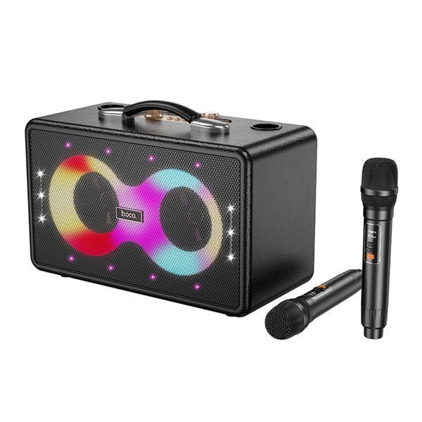 Колонка Bluetooth Hoco HA8 Ave black+2 мікрофона black 40417 фото