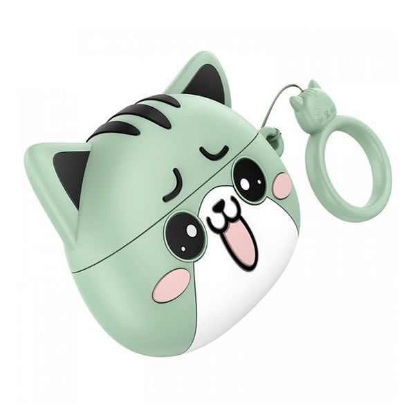 Навушники AirPods Pro Hoco EW48 white + case cat green 33556 фото