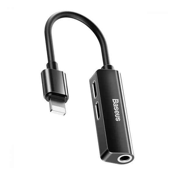 Перехідник AUX Baseus L52 Lightning to 2xLightning + 3.5mm black 29826 фото