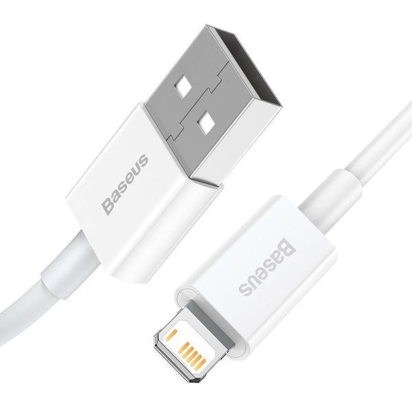 USB Cable Baseus Silky Series Fast Charging Lightning 2.4A (2m) white 46394 фото
