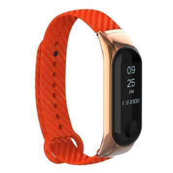 Ремінець Xiaomi Mi Band 3/4 combined Steel-Carbon fiber orang 04926 фото