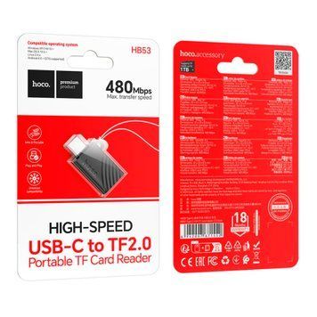 Сard reader Hoco HB53 Type-C 2.0 Micro SD black 47255 фото