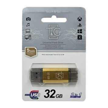 USB Flash 64 GB T&G 009 + Type -C 3.0 Gold 00870 фото