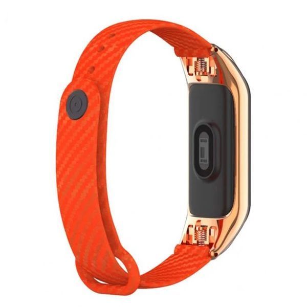 Ремінець Xiaomi Mi Band 3/4 combined Steel-Carbon fiber orang 04926 фото