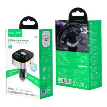 FM трансмістер Bluetooth Hoco E71 PD30W QC3.0 black 31732  фото