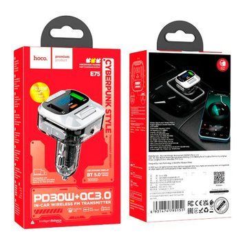 FM трансмістер Bluetooth Hoco E75 PD30W QC3.0 black 33352 фото
