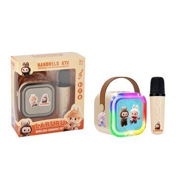Колонка Bluetooth K12A 1 мікрофон дитяче караоке Labubu pink 43876 фото