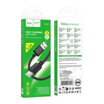 USB Cable Hoco Type-C X119 3A 1m black 42206 фото