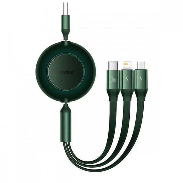 Кабель Baseus Bright Mirror 2 Series 3-in-1 (Micro USB+Lightning+Type-C) 100W (1.1m) green 00495 фото