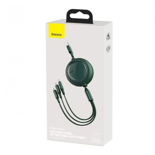 Кабель Baseus Bright Mirror 2 Series 3-in-1 (Micro USB+Lightning+Type-C) 100W (1.1m) green 00495 фото