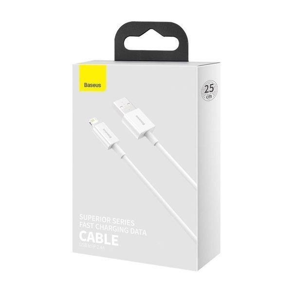Кабель Baseus Superior Series Fast Charging Lightning 2.4A (0,25m) white 18837 фото